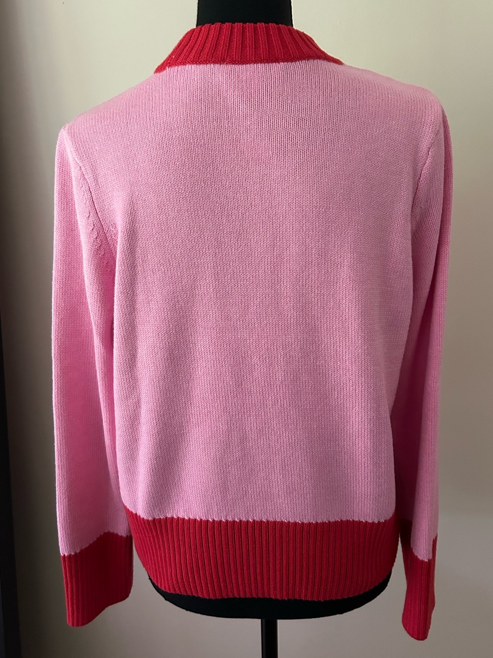 Pink & Red Contrast Ringer Crewneck Sweater - Picture 3 of 8